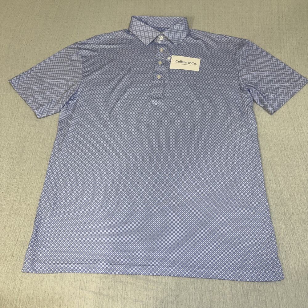 Collars & Co Polo Purple Geometric AOP Large Featherweight Flex NWT